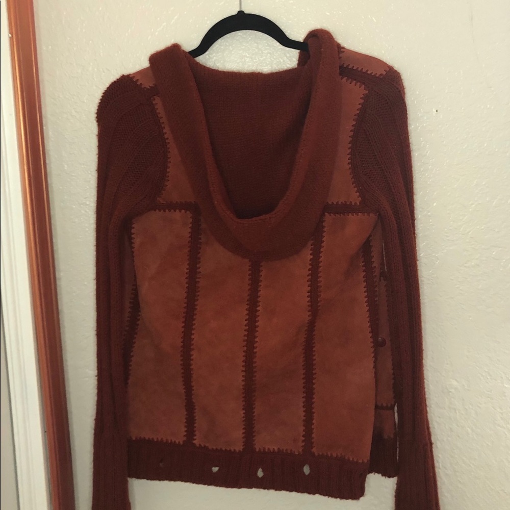 Carol Cohen retro genuine leather knit jacket
